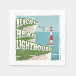 Beachy head vuurtoren retro poster servet