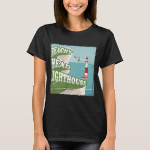 Beachy head vuurtoren retro poster t-shirt