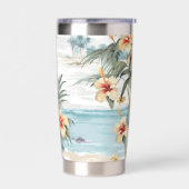 Beachy Hibiscus Floral  Geïsoleerde Drinkbeker (Links)