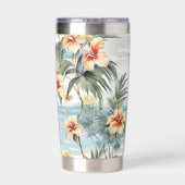 Beachy Hibiscus Floral  Geïsoleerde Drinkbeker (Achterkant)