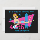 Beachy Keen 40th Birthday Custom Invitations Kaart (Voorkant)