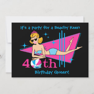 Beachy Keen 40th Birthday Custom Invitations Kaart