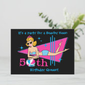 Beachy Keen 50th Birthday Custom Invitations Kaart (Staand voorkant)