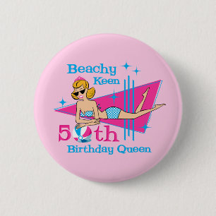 Beachy Keen 50th Birthday Ronde Button 5,7 Cm
