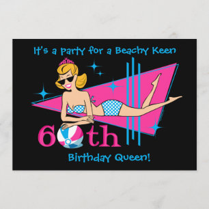 Beachy Keen 60th Birthday Custom Invitations Kaart