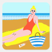 Beachy Keen - Geel Vierkante Sticker (Voorkant)