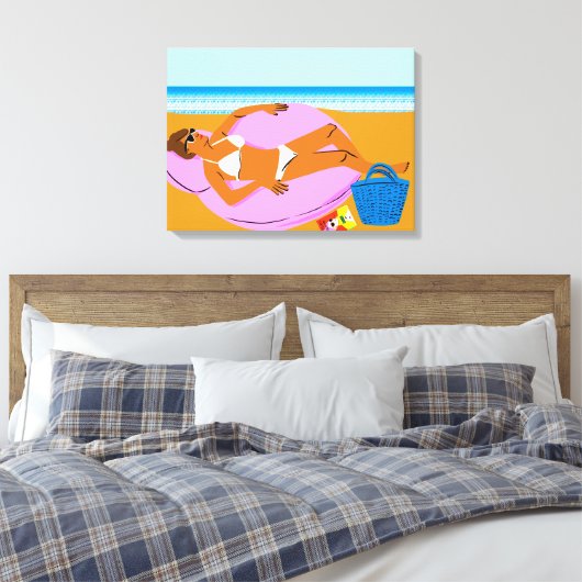 Beachy Keen - Roze Canvas Afdruk (Insitu (Slaapkamer))