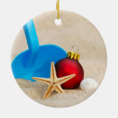 Beachy Kerstmis Keramisch Ornament (Achterkant)