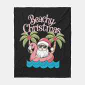Beachy Kerstmis Tropische vakantie Santa Beach Fleece Deken (Voorkant)