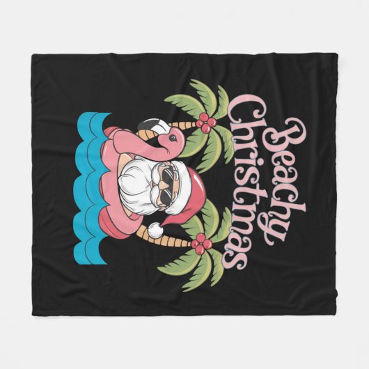 Beachy Kerstmis Tropische vakantie Santa Beach Fleece Deken (Voorkant (Horizontaal))