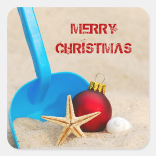 Beachy Kerstmis Vierkante Sticker