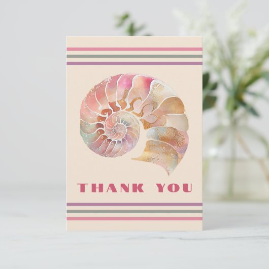 Beachy Monogram Nautilus Tote with Stylish Stripes Bedankkaart (Staand voorkant)