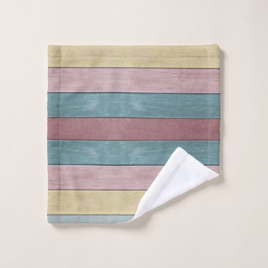 Beachy Nautical Rustic Bois muet rayures (Gant de toilette)