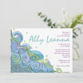 BEACHY Ocean Wave Bar Bat mitzvah Invitation (Debout devant)
