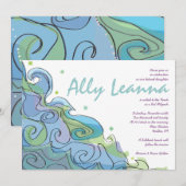 BEACHY Ocean Wave Bar Bat mitzvah Invitation (Devant / Derrière)