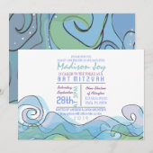 BEACHY Ocean Wave Bar Bat mitzvah Invitation (Devant / Derrière)