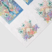 Beachy Pastel Bloemige Zeemeermin & Schelpen Deco Tissuepapier (Detail)