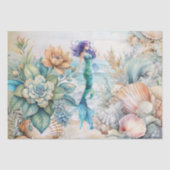 Beachy Pastel  Floral Mermaid & Shells Decoupage  Tissuepapier (Voorkant)