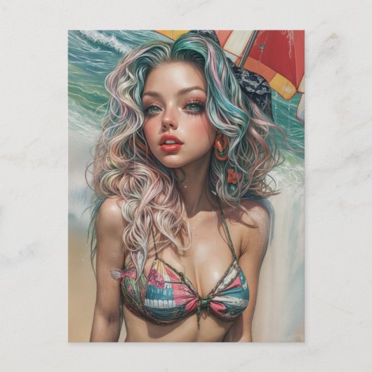  Beachy Pinup Design 1 Briefkaart (Voorkant)