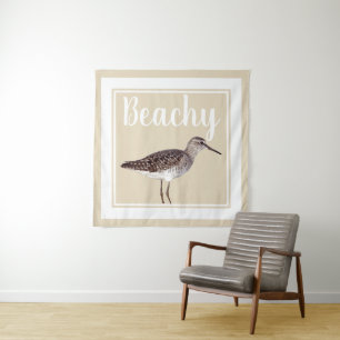 Beachy Sandpiper Bird & Sandy Beige Wandkleed