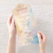 Beachy Sunset Gradient Rose Gold Foil Wedding All In One Uitnodiging (Uittrekbaar)