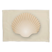 Beachy Tan Scalloped Seashell Kussensloop (Voorkant-Links)