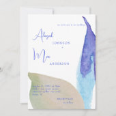 Beachy Vibes Artsy Blue & Tan bruiloft uitnodiging (Voorkant)