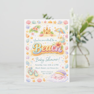 “Beachy Vibes” Baby Shower Invitation Kaart