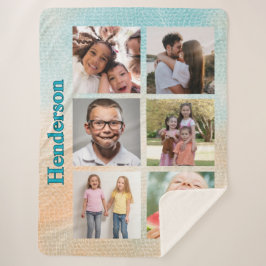 Beachy Vibes Custom Photo and Family Name Sherpa Deken