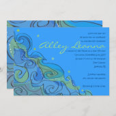 BEACHY WAVE Bar Bat Mitswa Uitnodiging (Voorkant / Achterkant)