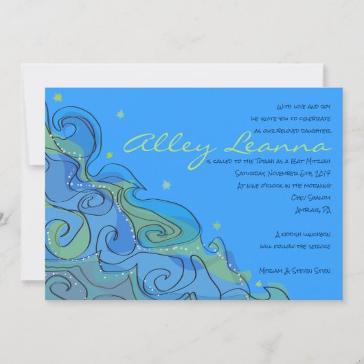 BEACHY WAVE Bar Invitation Bat mitzvah (Devant)