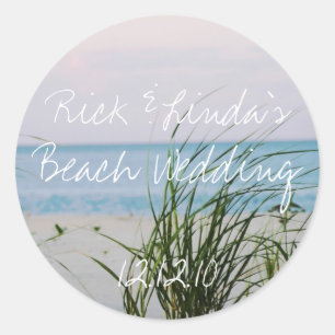 Beachy Wedding Ronde Sticker