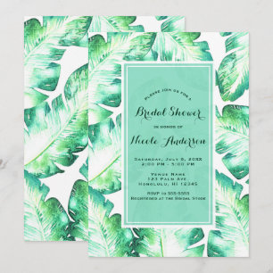 Beachy White en Green Tropical Leaves Vrijgezellen Kaart