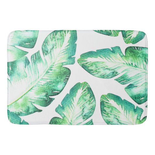 Beachy White en Green Tropical Palm Leaves Chic Badmat (Voorkant)