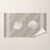 Beachy White Stripes & White Seashells Sand Dunes Bad Handdoek (Handdoek)