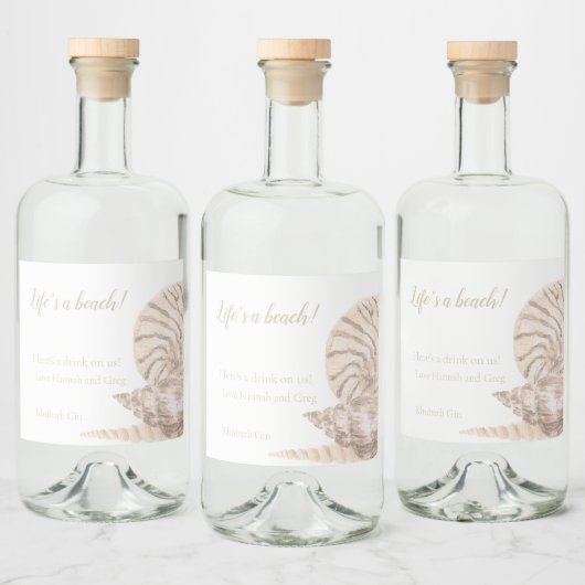 Beachy Zee Shell Design Bottle Likeurfles Etiket (Flessen)
