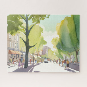 Beacon Street Zomer   Boston, MA Aquarel Legpuzzel