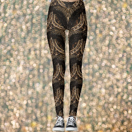 Bead Look ART DECO 1920s Era: Zwart & Goud Leggings