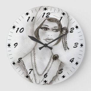 Beaded Flapper Girl Grote Klok