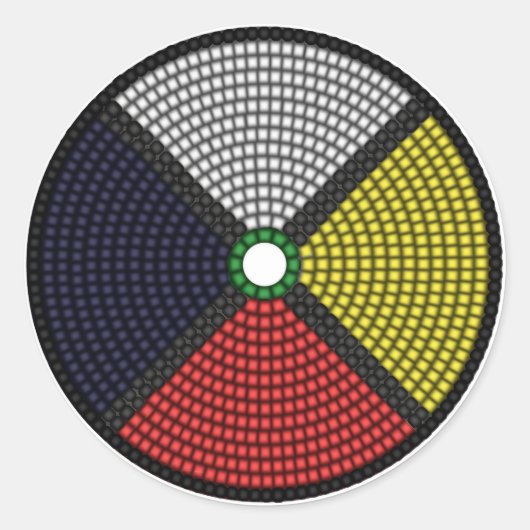 Beaded Medicine Wheel Ronde Sticker (Voorkant)