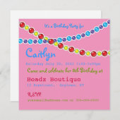 Beading Birthday Party Kaart (Voorkant / Achterkant)