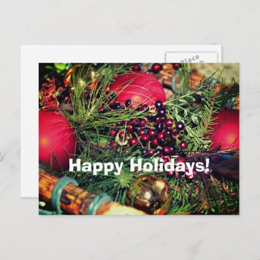 Beads Balls Evergreens Briefkaart kerstfeestdag (Voorkant / Achterkant)