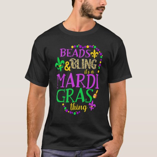Beads & Bling It's a Mardi Gras Thing Leopard Mard T-shirt (Voorkant)