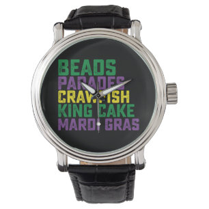 Beads Parades Crawfish King Cake Mardi Gras Horloge
