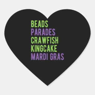 Beads Parades Crawfish Kingcake Mardi Gras Hart Sticker