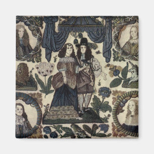 Beadwork Embroidery Charles II en zijn koningin Magneet