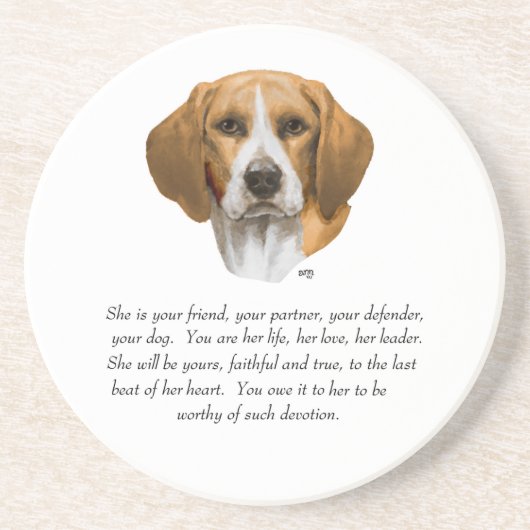 Beagle Aandenken Zandsteen Onderzetter (Voorkant)