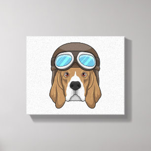 Beagle als piloot met piloot-pet canvas afdruk
