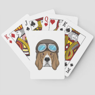 Beagle als piloot met piloot-pet pokerkaarten