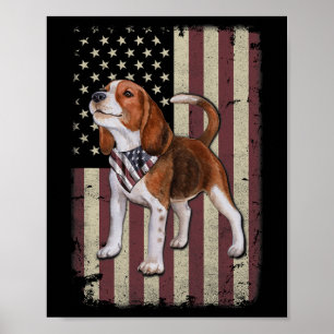 Beagle Amerikaanse Vlag Bandana Patriottisch 4 jul Poster